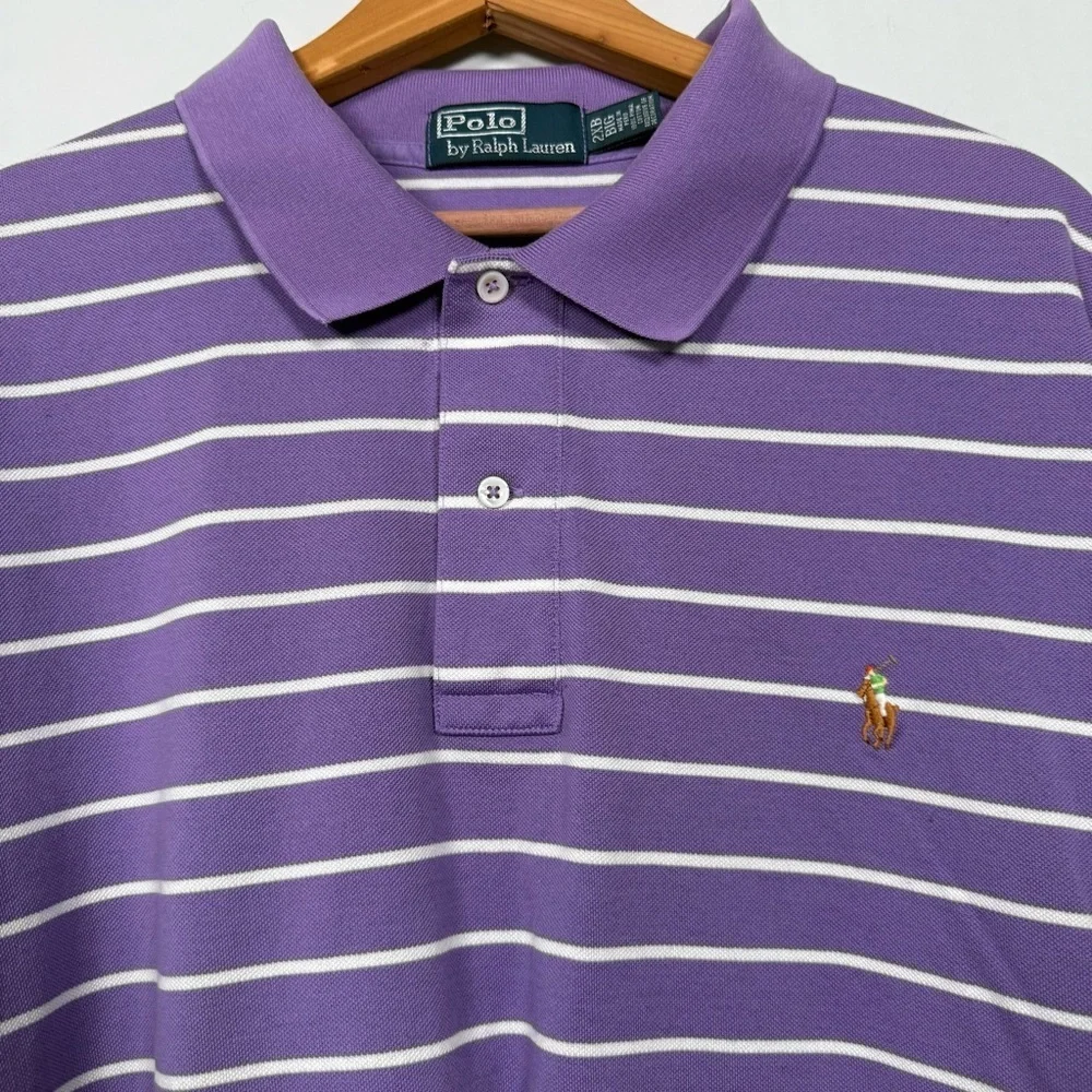 Ralph Lauren Lavender Striped Polo, 100% Cotton, Size 2XB
